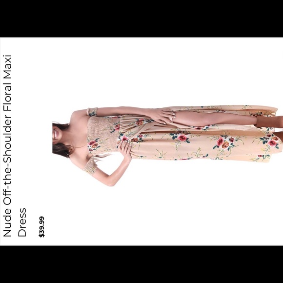 Nude Off-the-Shoulder, Hi low length tulip skirt. - Picture 4 of 8